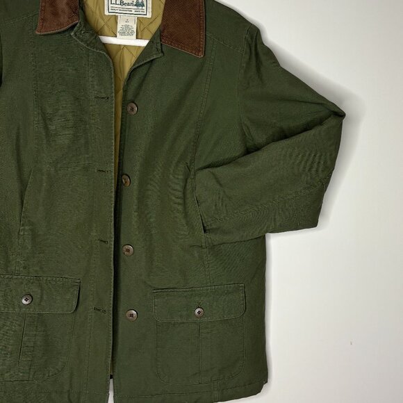 L.L.Bean Barn Coat Chore Jacket Small Olive Green Canvas Corduroy Women’s Small - Picture 9 of 9